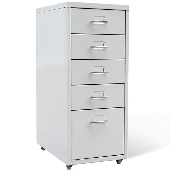 vidaXL Registerschrank mit 5 Schubladen Grau 68,5 cm Stahl, 20122