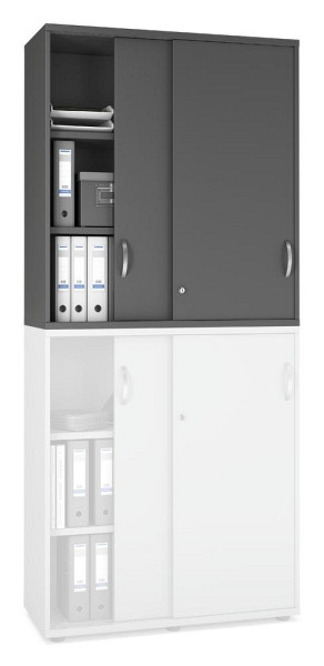 Deskin Schiebetüren-Aufsatzschrank MULTI M pro, Anthrazit, 1000 x 420 x 1110 mm, 333273
