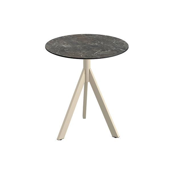 Feros Infinity Tripod Terrassentisch Sand frame + Galaxy Marble HPL Tischplatte Ø70 cm, 140031570