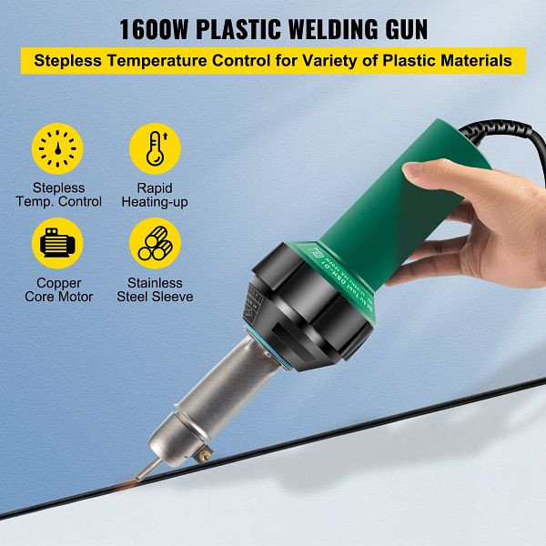 VEVOR Kunststoff Schweißgerät Heißluftpistole PVC Schweißpistole 1600W 4 Düsen, HQTZOCPJPVC-6QI9EV2