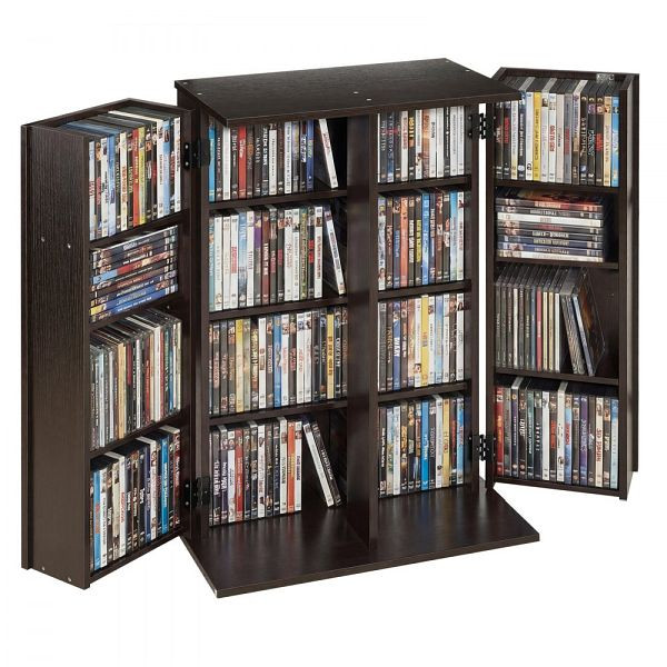VEVOR 4-Ebenen DVD-Regal 610x368x846 mm, für CDs, DVDs, Bücher, Spiele, Wohnzimmer, Homeoffice, Braun, CDCCJFBS24GBNXCG8001V0