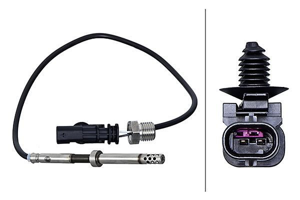 HELLA Sensor, Abgastemperatur, 2-polig, geschraubt, Kabel: 370mm, 6PT 010 376-391