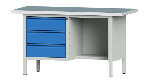 ANKE Werkbänke Kastenwerkbank, Modell 303 E, 1500 x 700 x 840 mm, RAL 7035/5012, UBP 40 mm, 510.304