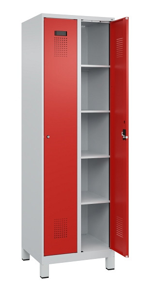 C+P Wäsche-Spind Evolo PLUS, mit Füßen, 2 Abteile, 1950x600x500mm, 7035/3020, Verschluss Zylinderschloss, Ablageböden 8, 049010-20B S10032