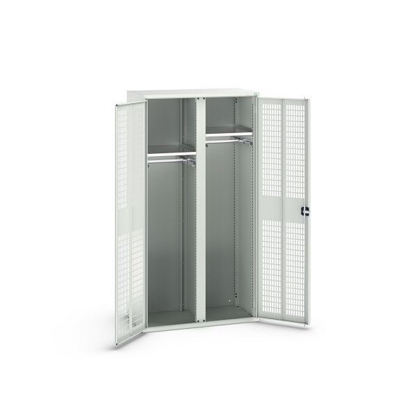 bott verso Garderobenschrank mit Belüftung, mit 2 Fachböden und Trennwand, BxTxH: 1050 x550 x 2000 mm, Lichtgrau / Lichtgrau, 16926773.16