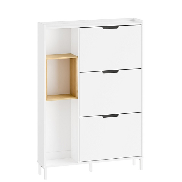 SoBuy Schuhschrank mit 3 Türen Weiß 87x90x129.5 cm, Modern, FSR209-WN