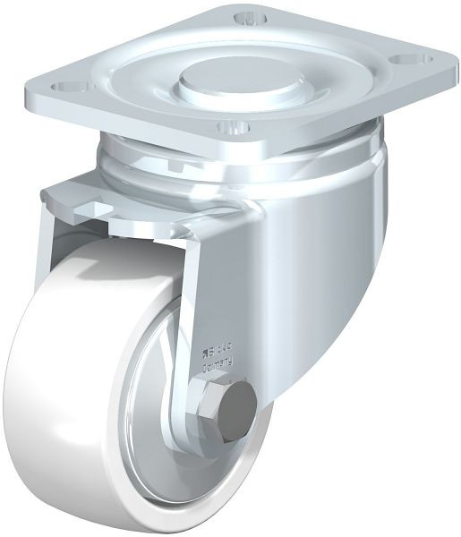 Blickle LH-SPO 80G-FA Stahlblech-Lenkrolle, Schwerlast-Ausführung, mit Anschraubplatte, Polyamid, Weiß, 852895