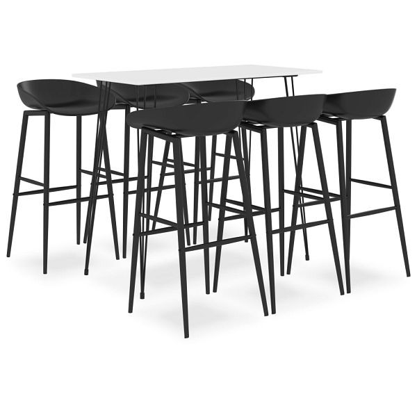 vidaXL 7-tlg. Bar-Set Weiß und Schwarz, Top-Qualität, 3057423