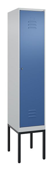 C+P Umkleidespind Classic PLUS mit Mitteltrennwand, Gestell, 2120x400x500mm, 7035/5023, Zylinderschloss, 0800307-12F S10020