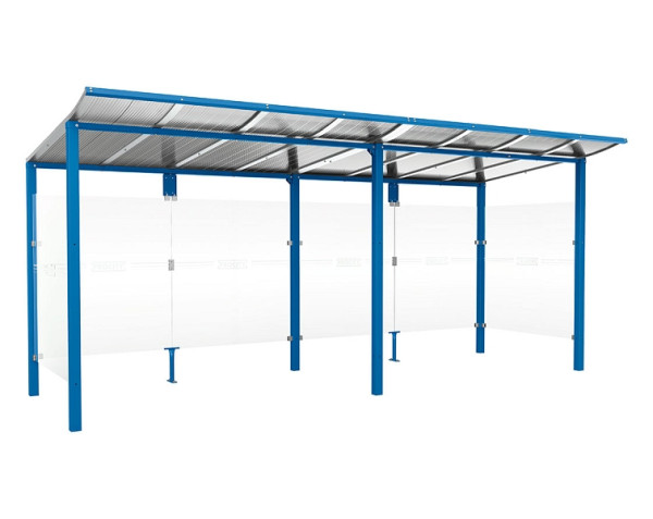 Procity Wartehalle Modulo - Mit Seitenverkleidungen, Farbe RAL 5010, Maße: Breite 5000 x Höhe 2250 x Tiefe 2000 mm, 529671.5010