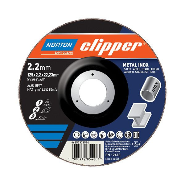 Norton Clipper Trennscheibe Metall Ø125x2,2x22,23 mm, VE: 25 Stück, 66253371524