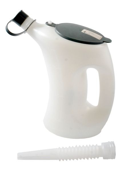 Busching Flüssigkeitsmaß 1 l aus HDPE, Schutzdeckel, Skaleneinteilung, Auslauftrichter, 100505