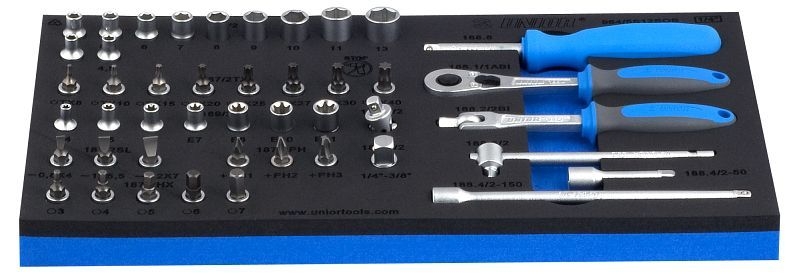 Unior Steckschlüssel-Sortiment 1/4 Zoll In Metallkassette | 16-teilig | Chrom-Vanadium | Metrisch 4–13 Mm