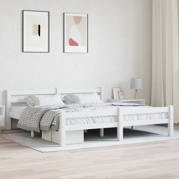 vidaXL Massivholzbett Weiß Kiefer 180x200 cm, 322073, 8720286327401