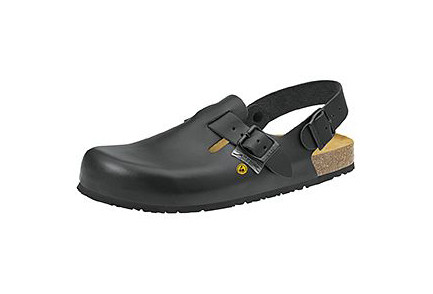 ABEBA ESD-Berufsschuhe Nature Clog schwarz ESD, OB, Ristbereich verstellbar, Fersenriemen feststehend, verstellbar, Glattleder, 4055-46
