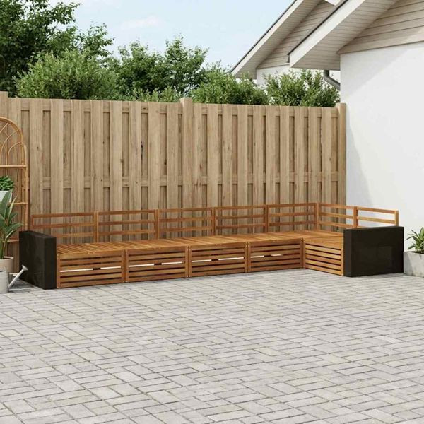 vidaXL Outdoor-Sofagarnitur 6-teilig Natur 402 x 172,5 x 73 cm, 3383422