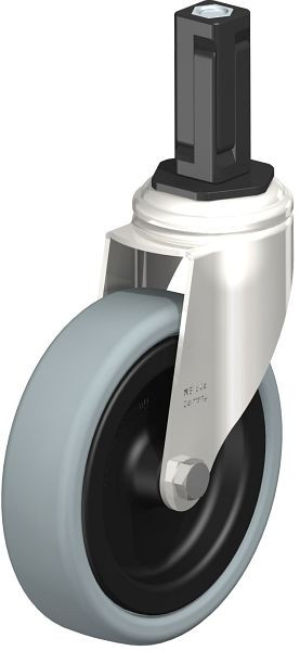 Blickle LKRXA-VPA 126G-11-EXV13 Edelstahl-Apparate-Lenkrolle mit Expander, Vollgummi, Grau, 853306
