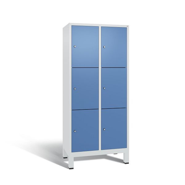 C+P Schließfachschrank Evolo, 6 Fächer, H1850xB810xT500 mm, Grau/Fernblau, 48010-223 S10050