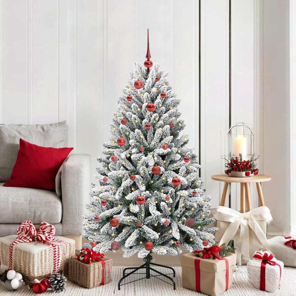vidaXL Künstlicher Weihnachtsbaum Grün und Weiß 150 cm PVC und Metall, 3395739