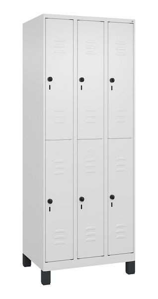 C+P Doppelstöckiger Spind Classic PLUS, Füße, 3 Abteile, 1950x750x500mm, 9016/9016, 080310-39 S10014