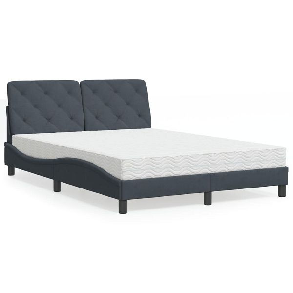 vidaXL Bett mit Matratze Dunkelgrau 140x190 cm Samt, 3208653
