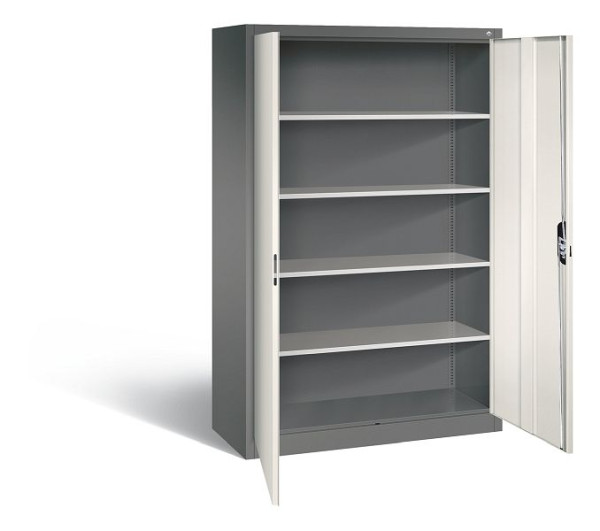 C+P Büroschrank Acurado, H1950xB1200xT500mm, Farbe: Vulkangrau / Perlweiß, Muldengriff, 5 OH, 9480-000 S10805