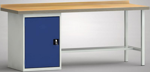 KLW Standard-Werkbank - 2000 x 700 x 840 mm L x T x H, links Türe 700 mm, WS184N-2000M40-X7020
