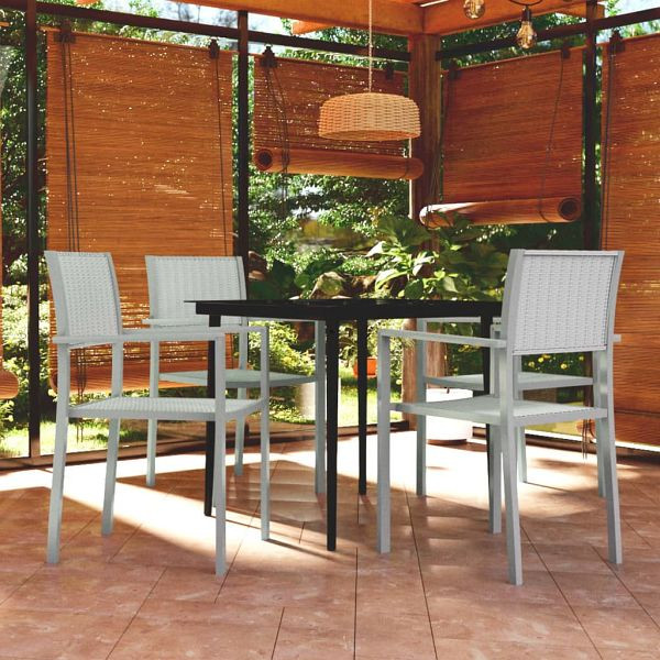 vidaXL 5-teilig Garten-Essgruppe Weiß, 3099270, 8720286912447