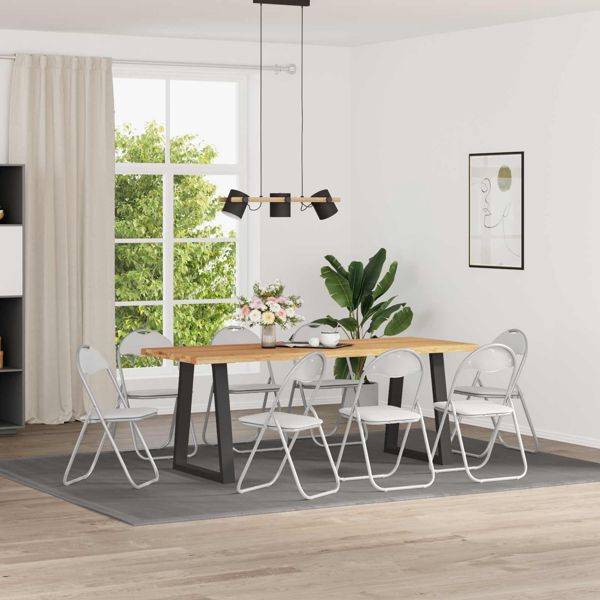 vidaXL Klappstuhl 8-teilig Weiß und Grau 48 x 43,5 x 81 cm Kunstleder, 42029050