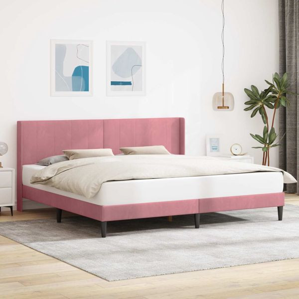 vidaXL Bettrahmen mit Kopfteil Rosa 180 x 200 cm Samt, 42027524