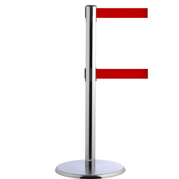 Stein HGS Personenleitsystem -P-Line Duo-, chrom, rot, mit magnetischem Gurtendstück, Gurtlänge: 2 x 2,3 m, 14148-0204