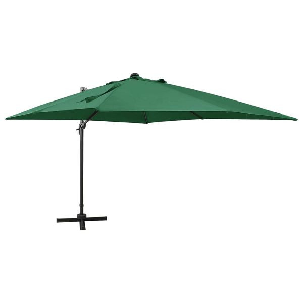 vidaXL Ampelschirm mit LED Grün 300 cm, 312345