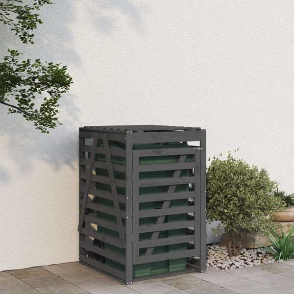 vidaXL Mülltonnenbox Grau 84x90x128,5 cm Massivholz Kiefer, 825102