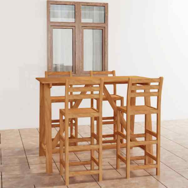 vidaXL 5-tlg. Gartenbar-Set Massivholz Akazie, Massivholz, 3057850
