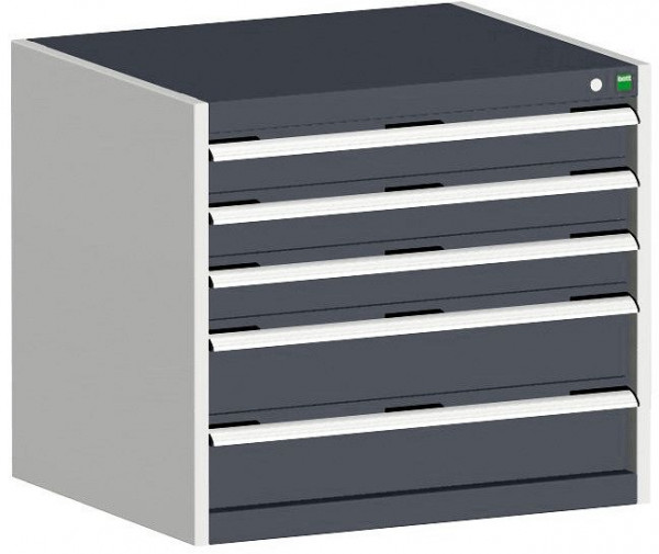 bott cubio Schubladenschrank bestückt mit 5 Schubladen BxTxH: 800 x 525 x 700 mm, RAL 7035/7016, 40012116.19V