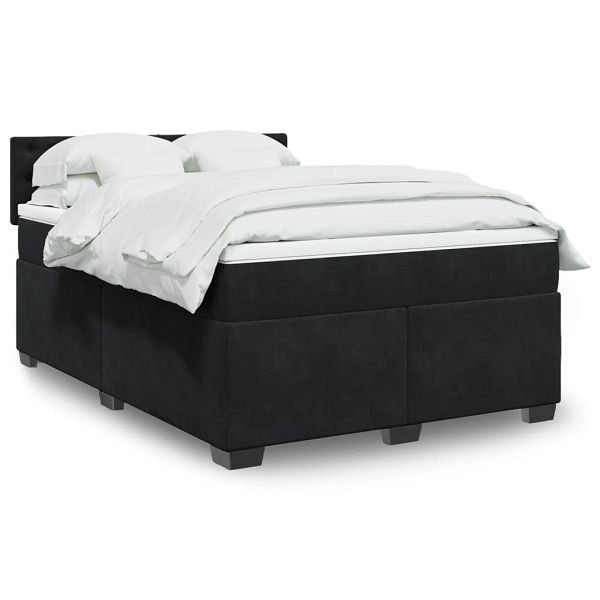 vidaXL Boxspringbett mit Matratze Schwarz 140x190 cm Samt, 3288620