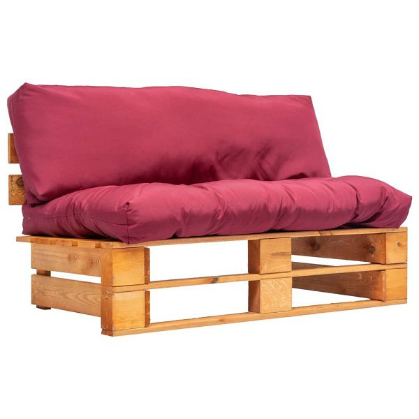 vidaXL Outdoor-Sofa Paletten mit Kissen in Rot Kiefernholz, 277445