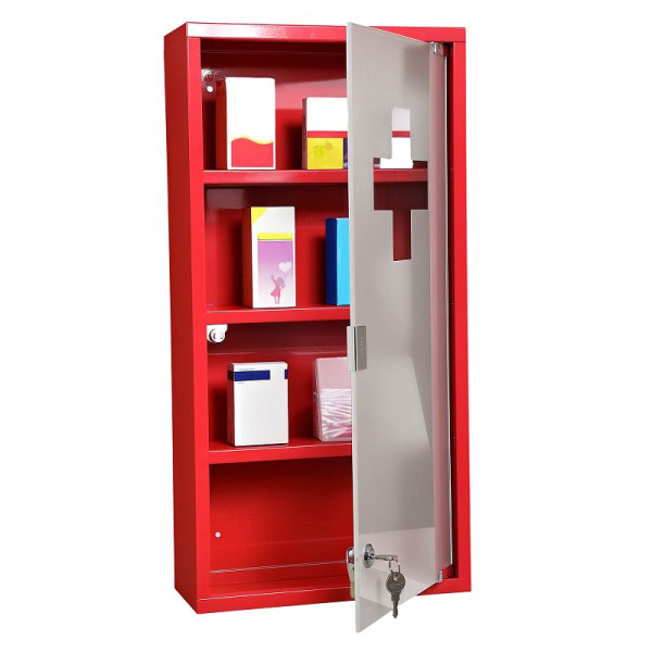 HOMCOM Medizinschrank Arzneischrank Medikamentenschrank mit 3 Ebenen Erste-Hilfe-Schrank, 02-0547