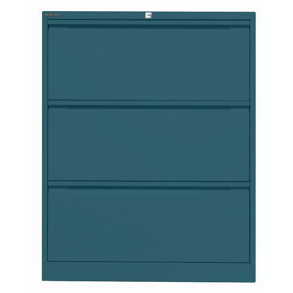Bisley Hängeregistraturschrank, doppelbahnig, 3 HR-Schubladen, 653 ozeanblau, DF3653