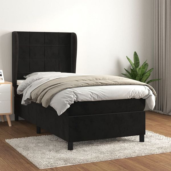 vidaXL Boxspringbett mit Matratze Schwarz 100x200 cm Samt, 3129197