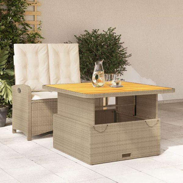 vidaXL 2-tlg. Garten-Essgruppe mit Kissen Beige Poly Rattan, 3277355