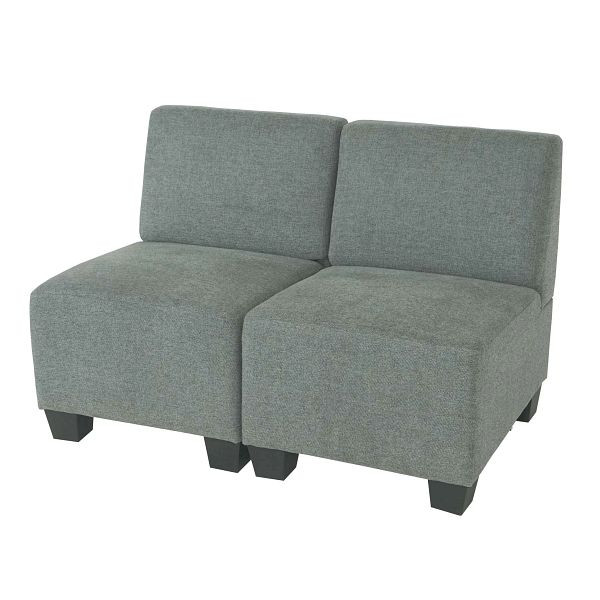 Mendler Modular 2-Sitzer Sofa Couch Lyon, Stoff/Textil, grau, ohne Armlehnen, 2x75186