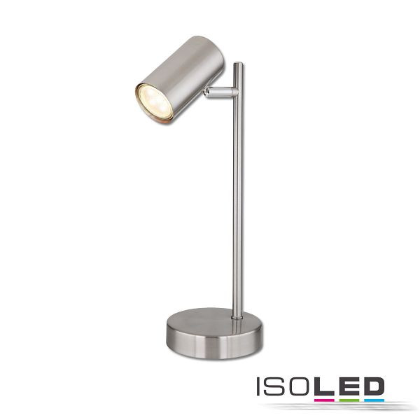 ISOLED Tischleuchte nickel matt, mit Schalter, 1xGU10 Fassung, ohne Leuchtmittel, 115006