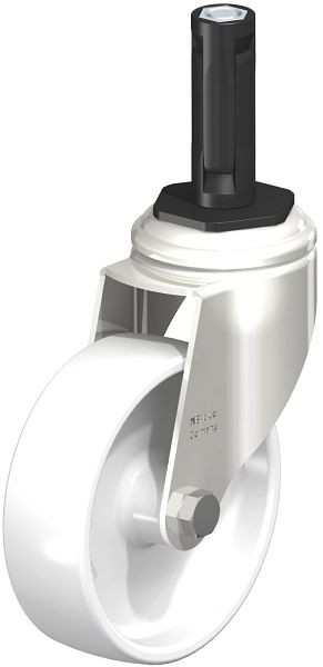 Blickle LKRXA-PO 101G-11-EXR12 Edelstahl-Apparate-Lenkrolle mit Expander, Polyamid, Weiß, 845632
