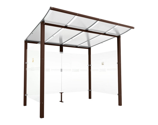 Procity Raucherunterstand Modulo - Ohne Frontverkleidung - Tiefe 1990 mm, Farbe RAL 8017, Maße: Breite 2500 x Höhe 2250 x Tiefe 2000 mm, 529572.8017