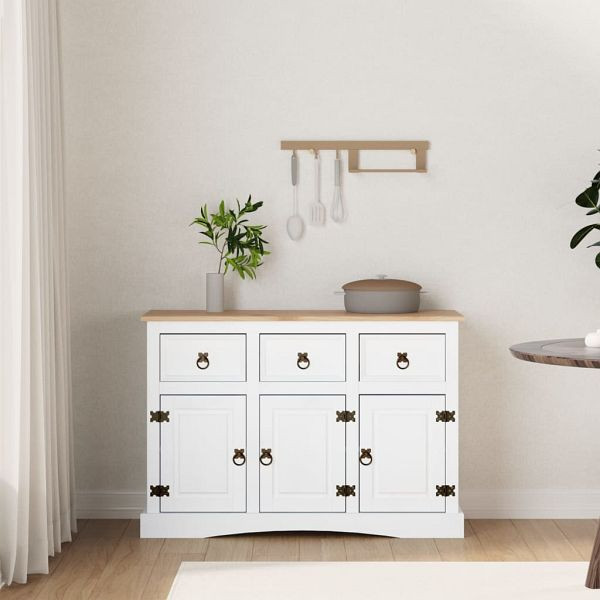 vidaXL Sideboard Mexiko-Stil Kiefernholz Weiß 132x43x78 cm, 282634