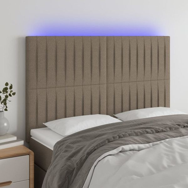 vidaXL LED Kopfteil Taupe 144x5x118/128 cm Stoff, 3122664