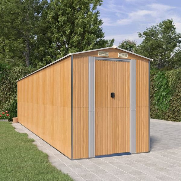 vidaXL Geräteschuppen Hellbraun 192x772x223 cm Verzinkter Stahl, 3147478