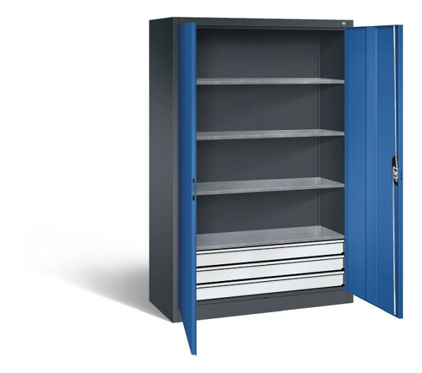 C+P Werkzeugschrank Acurado, H1950xB1200xT500mm, Farbe: Schwarzgrau / Enzianblau, Muldengriff, 8931-503 S10462