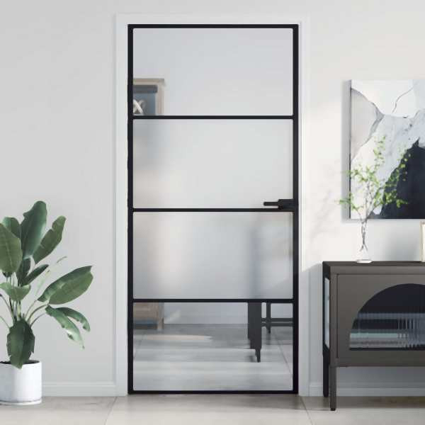 vidaXL Innentür Schlank Schwarz 93x201,5 cm Hartglas & Aluminium, 155120